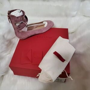 ValentinoSuede Ankle Wrap Ballet Flat